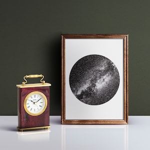 Milky Way Galaxy, minimalist photo print of night sky with stars on Baryta paper in round design, Astronomy gift, space gift, space art