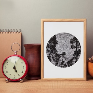 Round Starry Night Photo Print on Baryta Paper, Celestial Wall Art, Cosmic Polaris Astrophotography, Spiritual Nature Decor, Astronomy art