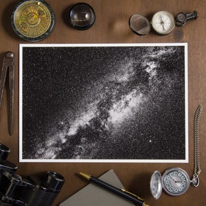 Galassia della Via Lattea, stampa fotografica del cielo notturno stellato su carta baritata, astrofotografia consapevole, stampa spaziale