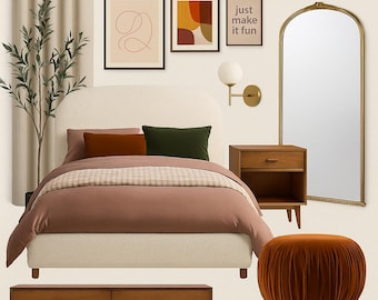 Servizi di progettazione d'interni personalizzati, mood board 2D, arredamento per la casa, lista della spesa per l'acquisto di prodotti cliccabili