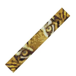 May include: A close-up of a tiger's face printed on a brown and yellow fabric.