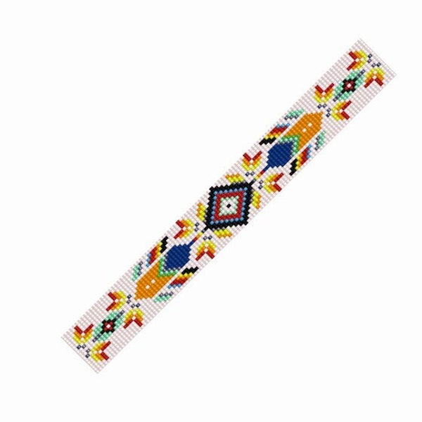 Motif sur métier à tisser, motif de bracelet amérindien sur métier à tisser, motif sur métier à tisser Delica