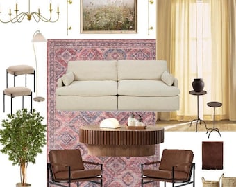 Mood Board e lista della spesa (download digitale), servizio di progettazione d'interni a prezzi accessibili