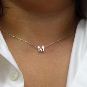 Sterling Silver Initial Necklace, Sterling Silver 925 Letter Necklace, Delicate Necklace, Dainty Necklace