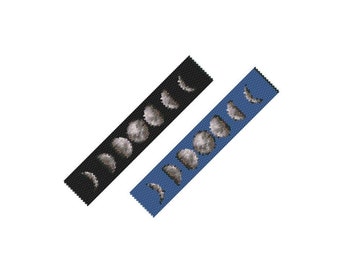 Moon Phases Peyote Bracelet Pattern, Miyuki Delica Beads (PDF Pattern)