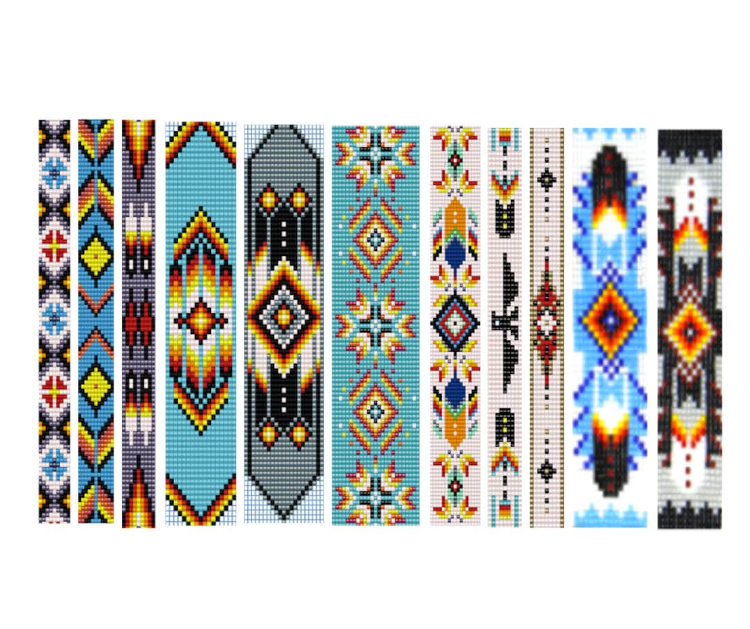 11 Bead Loom Patterns, American Native Style Loom Bracelet Patterns