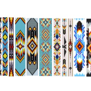 11 Bead Loom Patterns,  American Native Style Loom Bracelet Patterns, Miyuki Delica Bead Loom Patterns