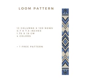 Schema per braccialetto blu in stile nativo americano con perline (download PDF)