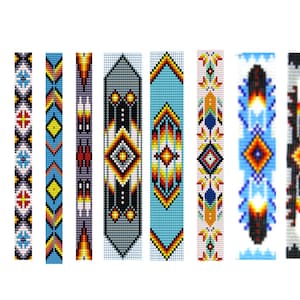 8 Bead Loom Patterns,  American Native Loom Bracelet Patterns, Delica Bead Loom Patterns