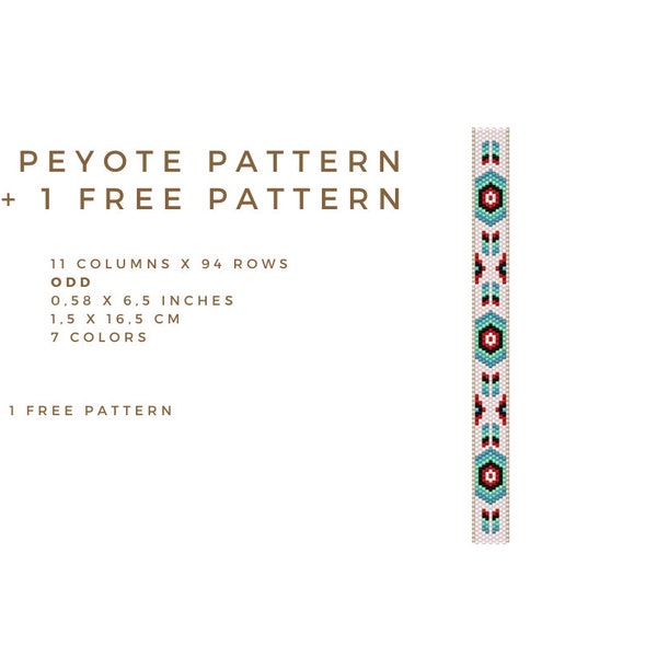 Bead Peyote Pattern,  American Native Peyote Bracelet Pattern, Delica Bead Peyote Pattern, Instant download