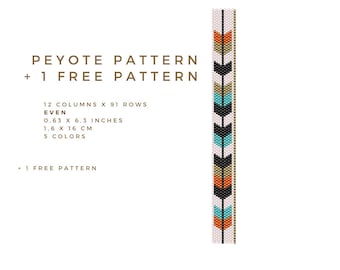 Modello per braccialetto in peyote in stile nativo americano, perline Miyuki Delica (modello PDF)