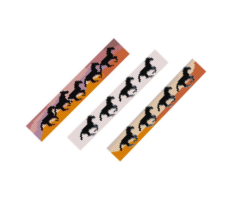 3 Bead Loom Patterns Horses Bead Loom Pattern Delica Bead Etsy