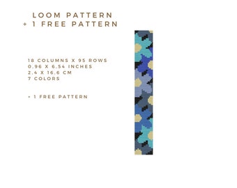Bead Loom Pattern, Blue Flower Bead Loom Bracelet Pattern, Delica Bead Loom Pattern; Instant download