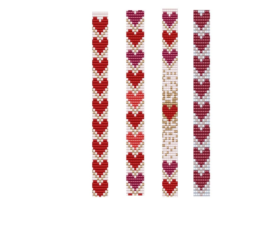 Bead Loom Patterns, Hearts Loom Bracelet Patterns, Valentine Day Bead
