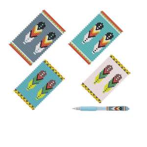 Peyote Pen Cover Patterns, American Feathers Bead Even Peyote Pen Patterns, Miyuki Bead Peyote Patterns, G2 Pen Pilot Cover Patterns