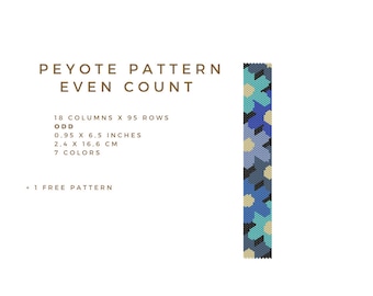 Blaue Blumen Perlen Peyote Armband Muster, Miyuki Delica (PDF Muster)