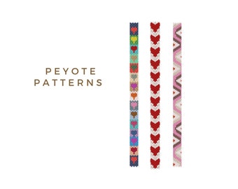 Modelli per braccialetti Hearts Peyote, perline per San Valentino (modello PDF)