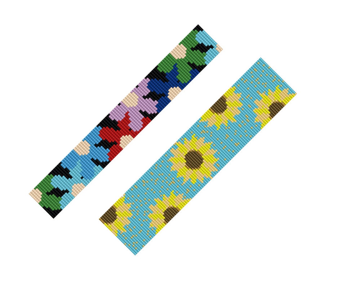 Bead Loom Patterns, Flower Bead Loom Bracelet Patterns, Delica Bead