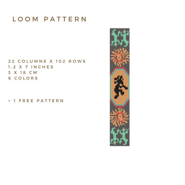 Bead Loom Pattern,  American Kokopelli Loom Bracelet Pattern, Delica Bead Loom Pattern