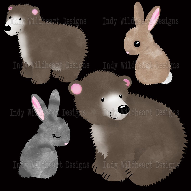 Paper Craft Scrapbook Album Autumn 53 PNG files Fox Bears Rabbits Hedgehog Cute Woodland Animal Fall Clipart Instant Download