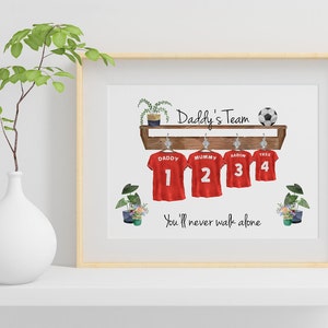 Personalized Football Team Print - Custom Family Wall Art - Father's Day Gift