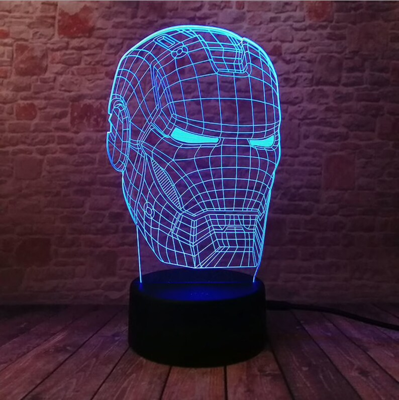 Iron Man Mask 3d Night Lamp Light Children Home Decor Illusion Romantic Art Baby Wall