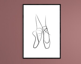 photo Simple Ballerina Shoes Silhouette ballet shoes drawing etsy