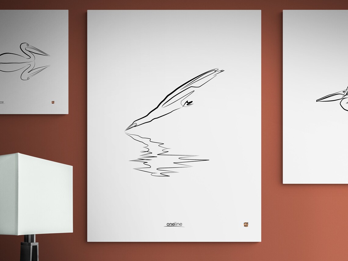 Printable One Line Art Of Diving Seabird Gannet Seabird Etsy