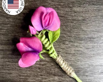 Sweet Pea Brooch, Polymer Clay Flower Jewelry Gift