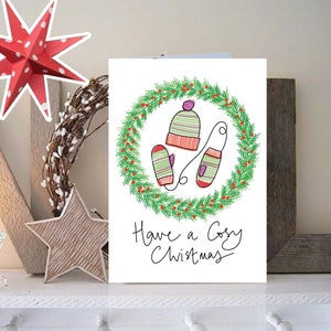 Hand drawn Unique Christmas Mittens, Christmas Card, Cosy Christmas, Eco Friendly Christmas Card