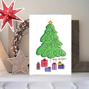 Carte de sapin de Noël, voeux de Noël, carte de Noël, carte de Noël écologique