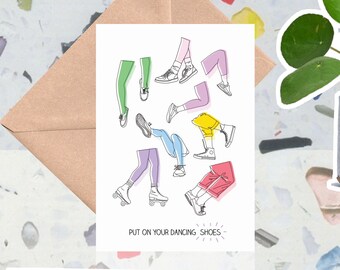 Sneakers, Trainers, Shoes, Dancing Shoes Birthday Card. Artist Designed. Hand drawn. Sustainable.