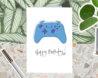 Birthday card, Gaming Birthday card, Happy Birthday Card, Hand drawn & eco friendly