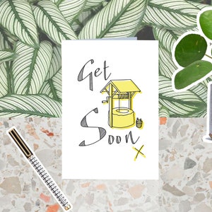 Get Well Soon carte, Get Well, Dessiné à la main, Eco Friendly