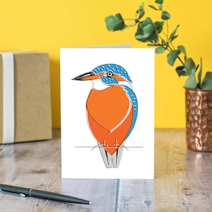 Carte de voeux oiseau martin-pêcheur, carte d'anniversaire, carte oiseau, durable et dessinée à la main.