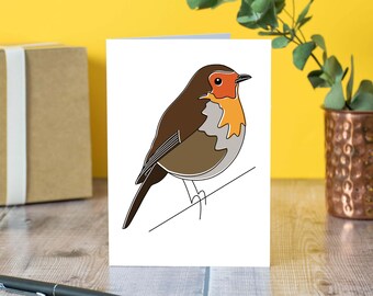 Robin Bird greetings card, birthday card, bird card, sustainable and hand drawn.