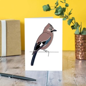 Cartão de felicitações Jay Bird, cartão de aniversário, cartão de pássaro, sustentável e desenhado à mão.