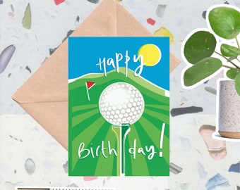 Golf Birthday Card. Artist Designed. Hand drawn. Sustainable.