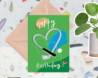 Golf Birthday Card. Artist Designed. Hand drawn. Sustainable.