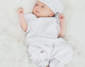 Boy's Blessing Baptism Outfit – White Christening Suit, Heirloom Ceremony Clothes for Baby & Toddler