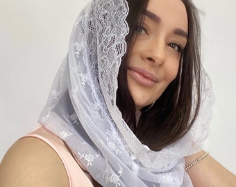 White Infinity Veil Catholic | Catholic Veil | Chapel Veil for Mass | Mantilla Veil Catholic | Infinity Mantilla | Catholic Head Covering