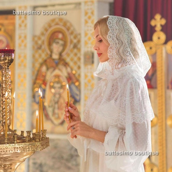 Ivory Mantilla Bridal Veils Lace Catholic Head covering For Church