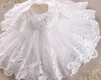 Christening Gown Girl | Baptism Gown Baby Girl | Lace Baptism Dress Girl | Blessing Dress | Lace & Tulle Baptism Dress