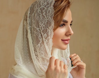 Lace Chapel Veil | Cathedral Veil | Lace Church Mantilla | Soft Lace Mantilla | Lace Veil for Mass | Catholic Veil | Infinity Veil