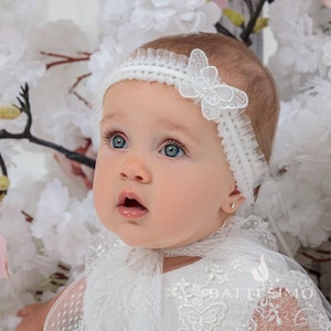 Baby Stirnband, Spitzen Stirnband, Neugeborenen Mädchen Stirnbänder, Taufe & Taufe Stirnbänder, Ivory Baby Stirnband, Baby Stirnband