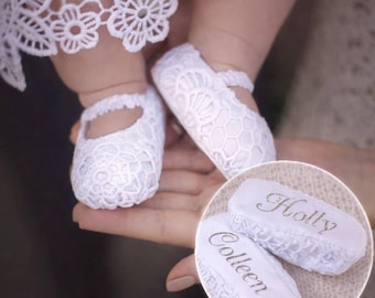 Baptism Gift Girl | Baby Lace Baptism Shoes | Personalized Baptism Booties