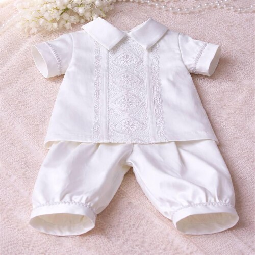 Conjunto de ropa para bautizo de bebé niño, pelele de bautizo personalizado con gorro y patucos, conjunto de bendición de algodón blanco, bautizo de recién nacido niño