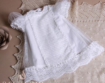 Baby Girl Christening Dress & Headband | Girls Lace Baptism Dress | Lace Baby Girls Dress | Girls Lace Baptism Dresses | Christening Gown