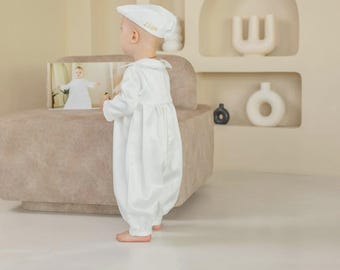 Ensemble de baptême pour bébé garçon – Costume de baptême blanc, tenue de bénédiction traditionnelle pour nourrisson et enfant en bas âge