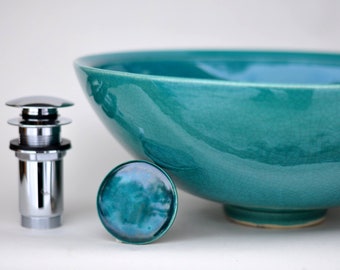 Cermic Sink with a deep, semi-transparent bottle-turquoise color - Emerald green